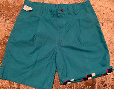 VINTAGE WRANGLER PLEATED PREPPY BEACH WALKING SHORTS  MENS 33  TURQUOISE