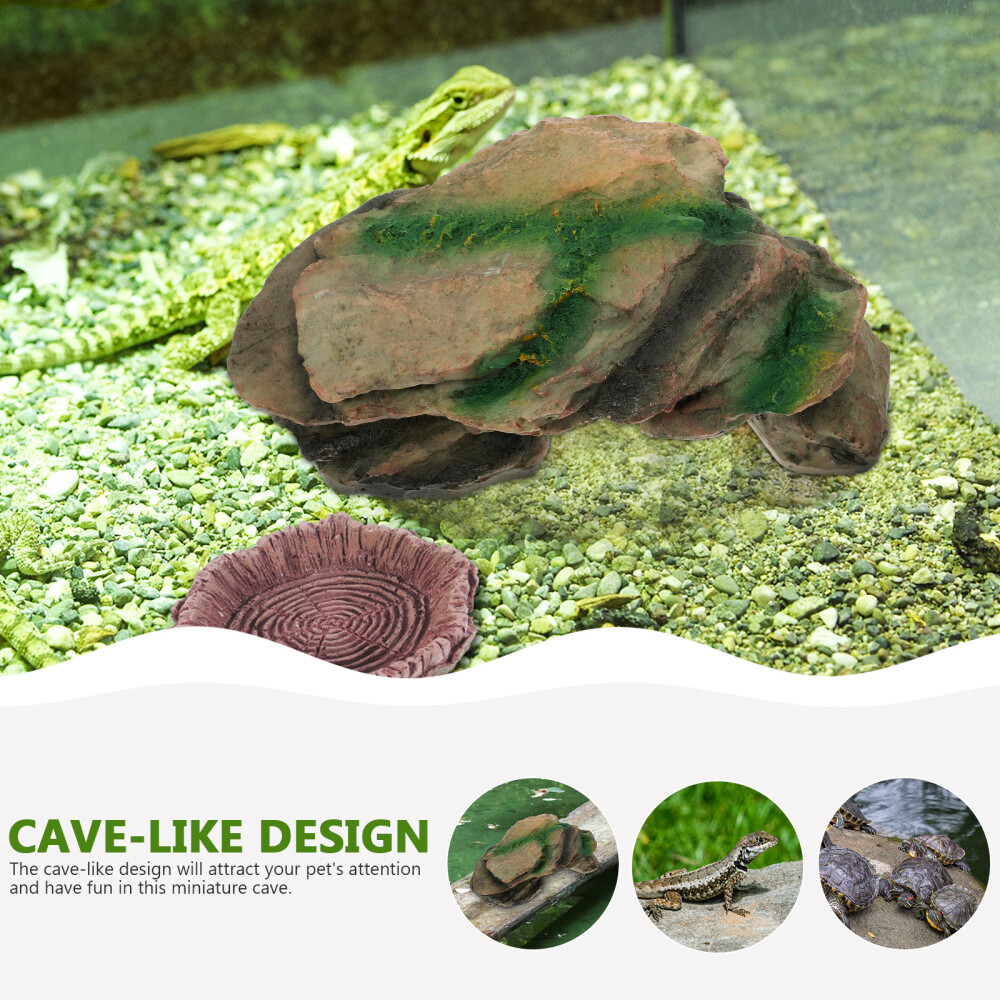 Tortoise Habitat Accessories Lifelike Turtle Hermit Terrace Hideout