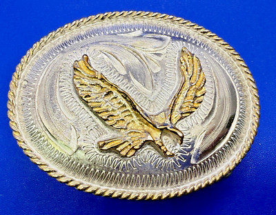 Flying Hunting Patriotic American Bald Eagle Vintage Small Oval Belt Buckle