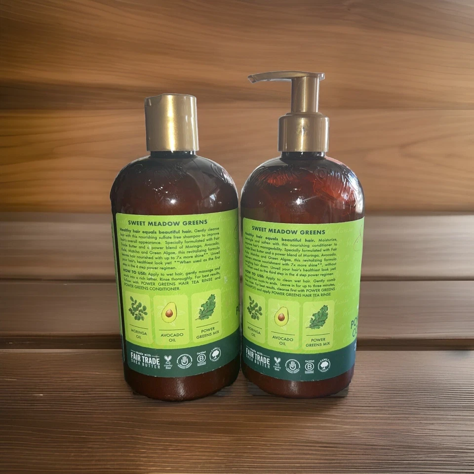 Lote Champú Acondicionador Shea Moisture Power Greens Moringa Aguacate Cabello Rizado Foto 2 de 4