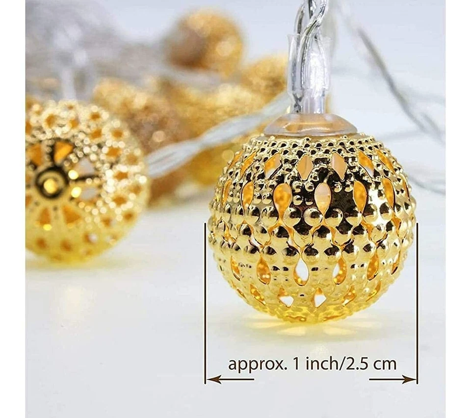 10 LED String Lights Plug-in Metal Ball, Connectable with Tail Plug - Image 4 of 4