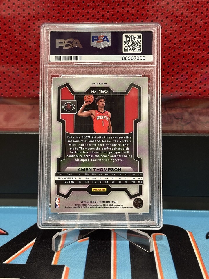 2023 Panini Prizm Amen Thompson PSA 10 Rookie Cracked Ice Houston Rockets 150 eBay