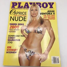 Playboy Magazine March 2000, Caprice Nude, Mardi Gras 2000, Haunted House Party