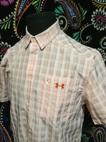 Under Armour Shirt Mens L Orange Fishing Vented Fish Button Up Collared NWOT