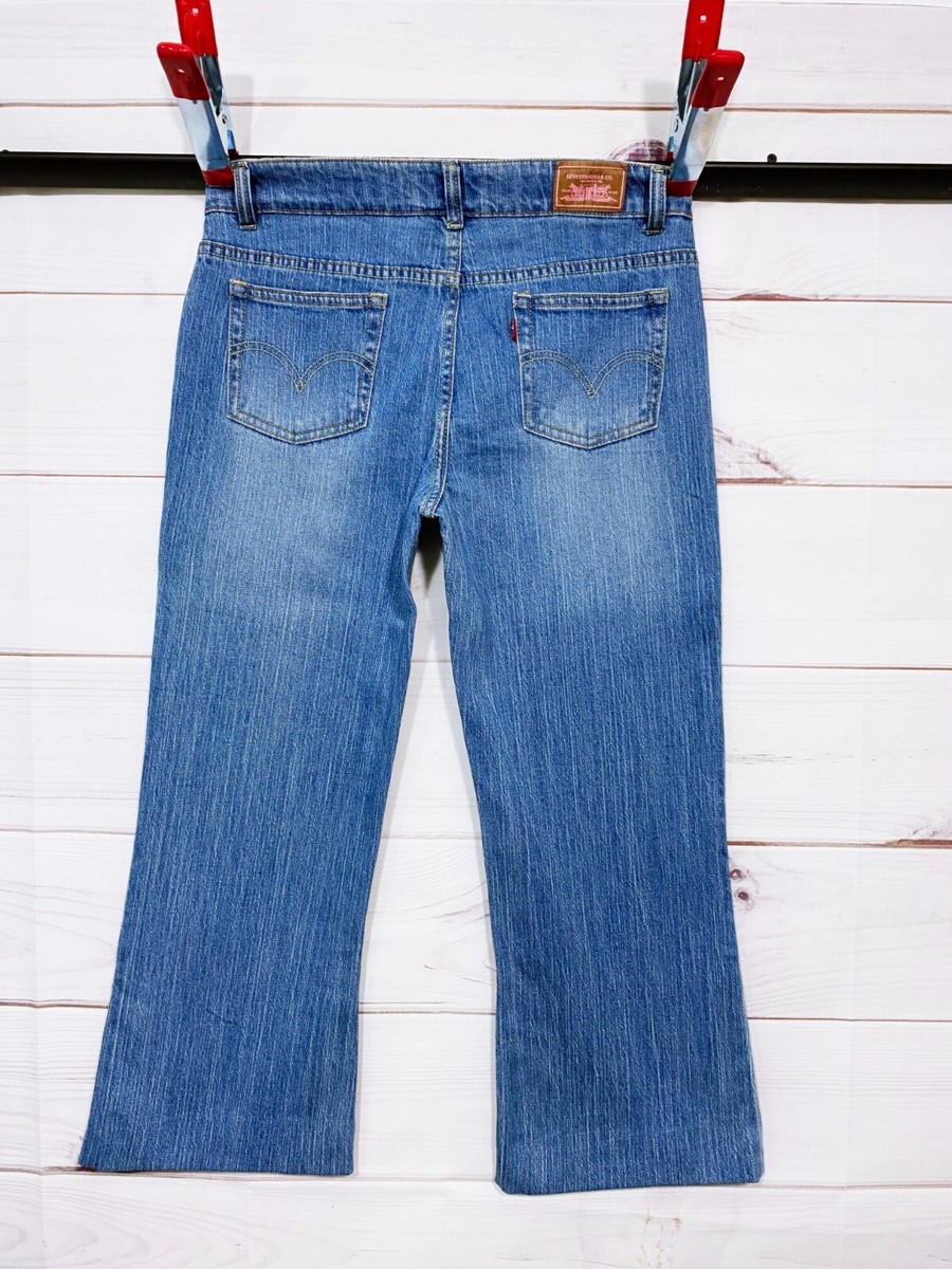 Levi's 517 Womens Stretch Flare Crop Jeans Size 16.5 Blue Mid-Rise