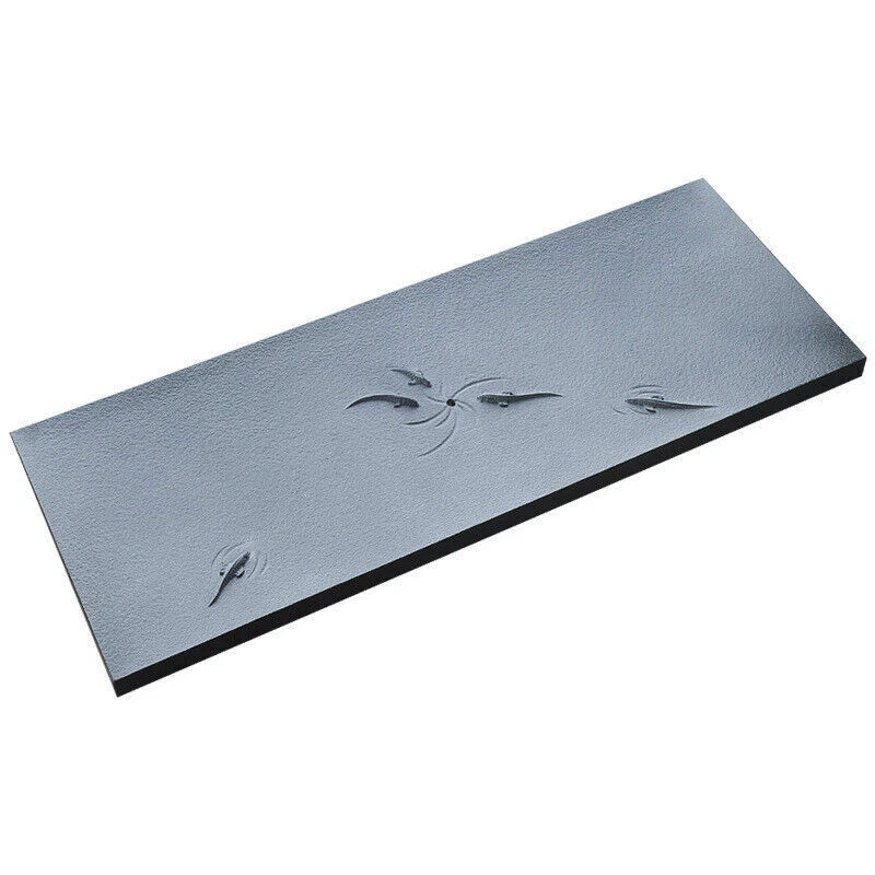 Creative Tea Tray Heavy Black Stone Tea Table Water Draining Tea Boat Fish Carve - Image 3 of 4