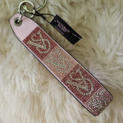Victoria's Secret rhinestone wristlet strap keychain in Blush