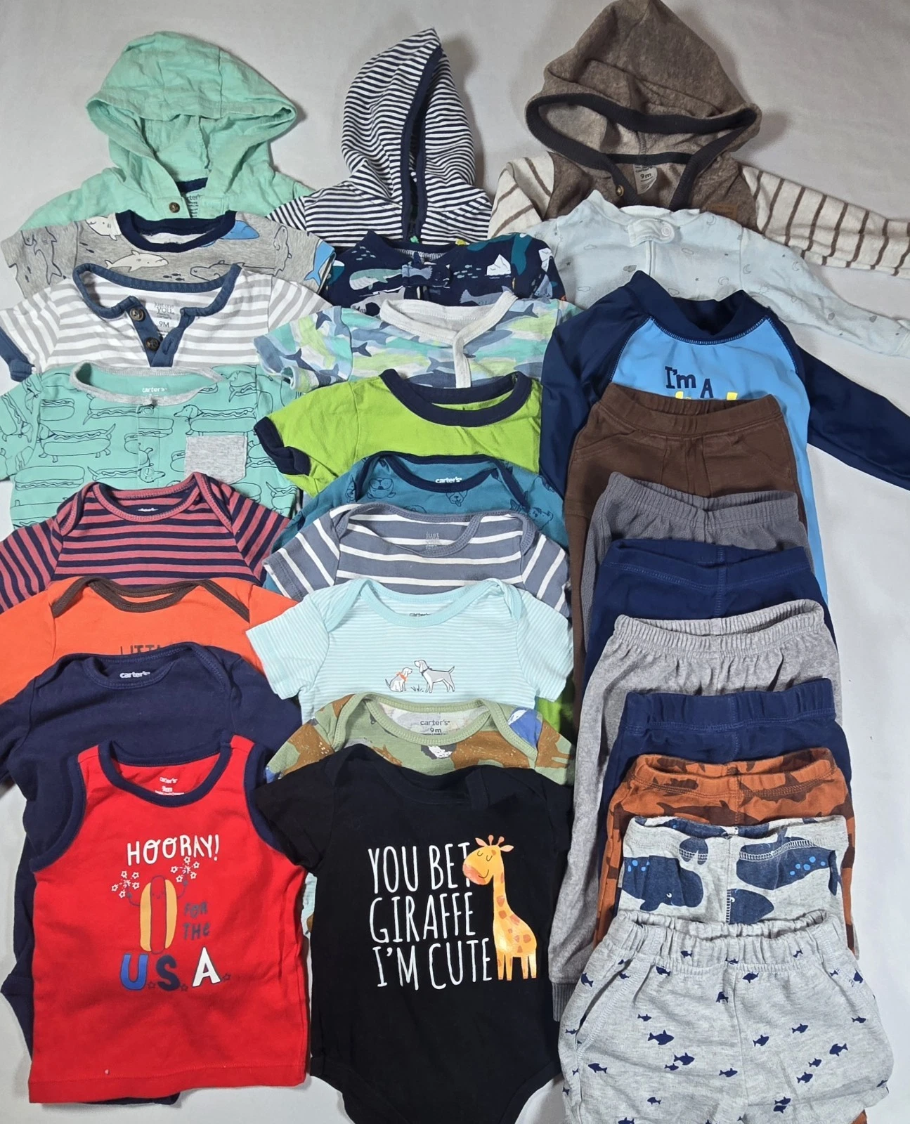 28 Lot Bundle Baby Boy Clothes Bodysuits Sleepers Pants: 9M 9 Months
Opens in a new window or tab