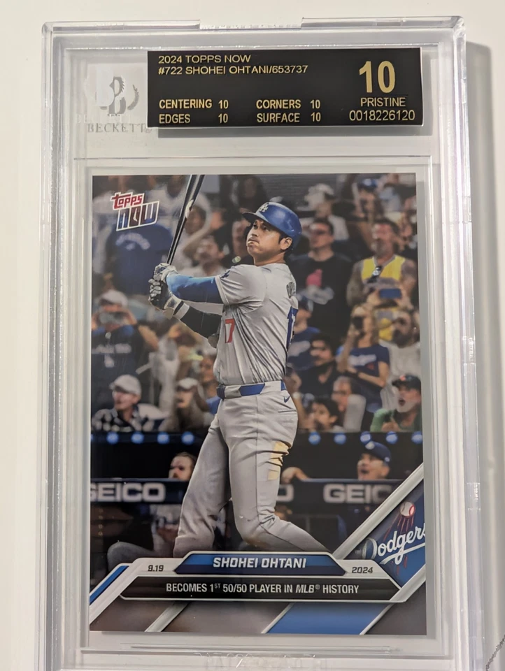 2024 TOPPS NOW PRISTINE #722 SHOHEI OHTANI BGS 10 黑色标签 — 第 3/4 张图片