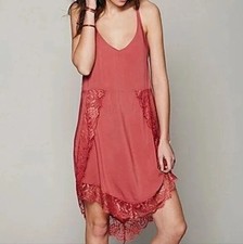 Intimately Free People Lace Eyelashes Dress Womens XS Red Delicate Feminine Boho