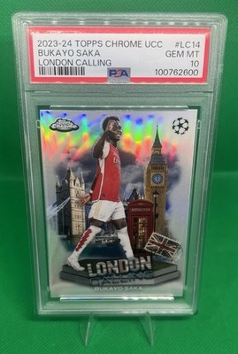 2023-24 Topps Chrome Champions League Bukayo Saka London Calling PSA 10 Arsenal