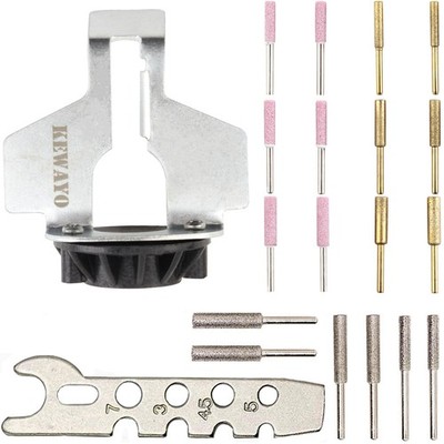 20Pc Chainsaw Sharpening Kit Diamond Burr Files Angle Guide for Drill Chain S...