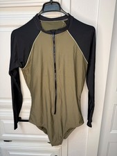 All in Motion Women's One-Piece Swimsuit Long Sleeve Mock Neck Rash Guard Sz L