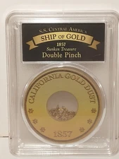1857 SS CENTRAL AMERICA CA GOLD DOUBLE PINCH - ROUGHLY 1 GRAM OF GOLD  PCGS