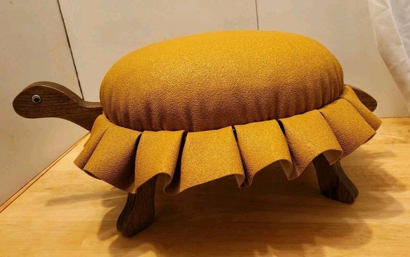 VINTAGE TURTLE FOOTSTOOL   Leather Like Cover sturdy Cute And Whimsical  Apx 21"