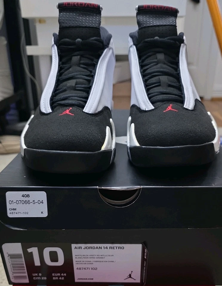 Air Jordan 14 Retro 2014 Puntera Negra (487471-102) Hombre 10 DS Foto 2 de 4