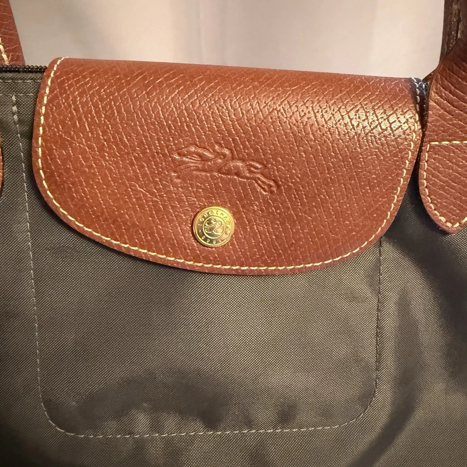 Longchamp Le Pliage Shopping Depose Plegable Diseñador Bolso de Mano Cartera Gris Foto 2 de 4