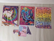 Lisa Frank Markie Unicorn Pouch Dolphin Divers Notebook Stencil Stickers Case