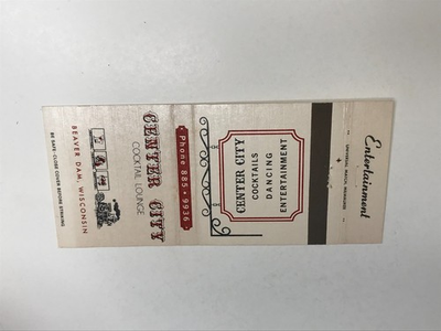 #ad BA443 Matchbook Cover Center City Cocktail Lounge Bar Beaver Dam Wisconsin WI $4.99