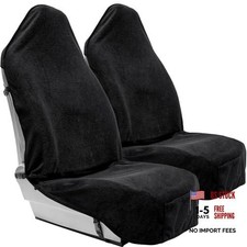 Towel Seat Cover, Waterproof Car Seat Protectors for Gym, 2pcs Front Black