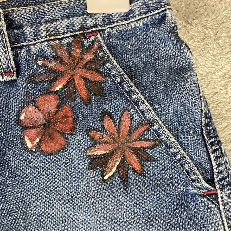 Pantalones Cortos de Jean Xhilaration Mujer Talla 11 Junior Azul Denim Floral Y2K De Colección Foto 4 de 4