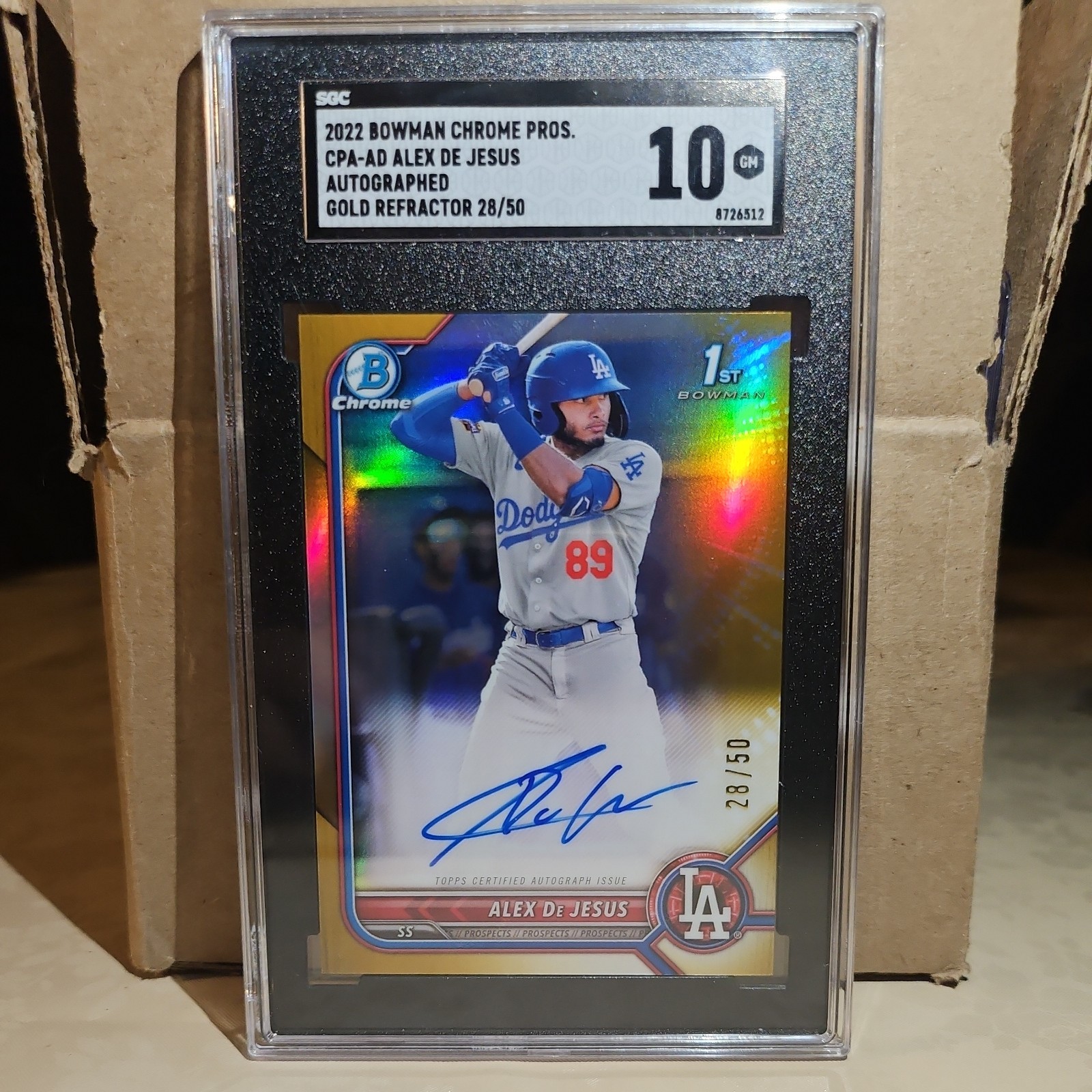 2022 Bowman Chrome Alex De Jesus Gold Refractor Auto /50 1st SGC 10