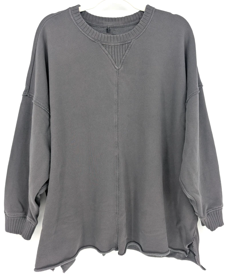 Aerie Down To Earth Gris Carbón Negro Gran Tamaño Boho Calce Relajado Cuello Redondo LG Foto 4 de 4