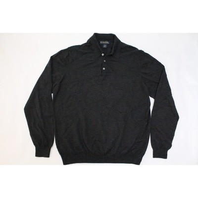 Brooks Brothers Extra Fine Italian Merino Wool Polo Sweater Mens XXL Black