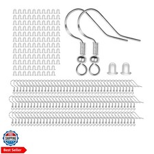 925 Sterling Silver Earring Hooks 120 PCS/60 Pairs, Ear Wires Fish Hooks Hy...