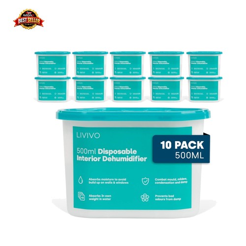10-Pack Disposable 500ml Dehumidifiers - Effective Moisture Absorbers for Home