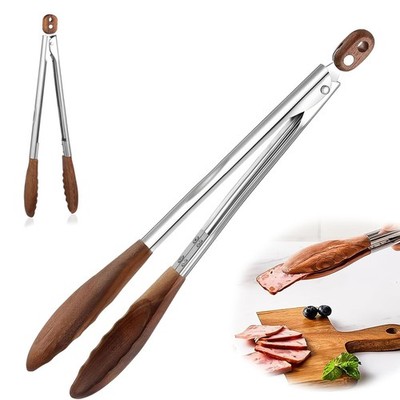 Wooden Tongs for Cooking, Anti-Slip Long Handle Wood Salad with Hanging Hole,...