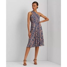 Lauren Ralph LaurenWomen's Geo-Stripe Crepe One-Shoulder Dress NWT Women's  14