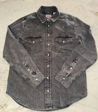 Levi's Women's Long Sleeve The Ultimate Western Button-Down Shirt Gray Size XS