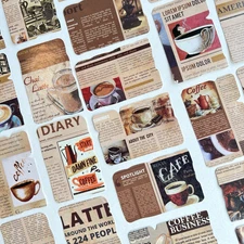 Coffee Advertising Stickers Junk Journal Collage Scrapbooking