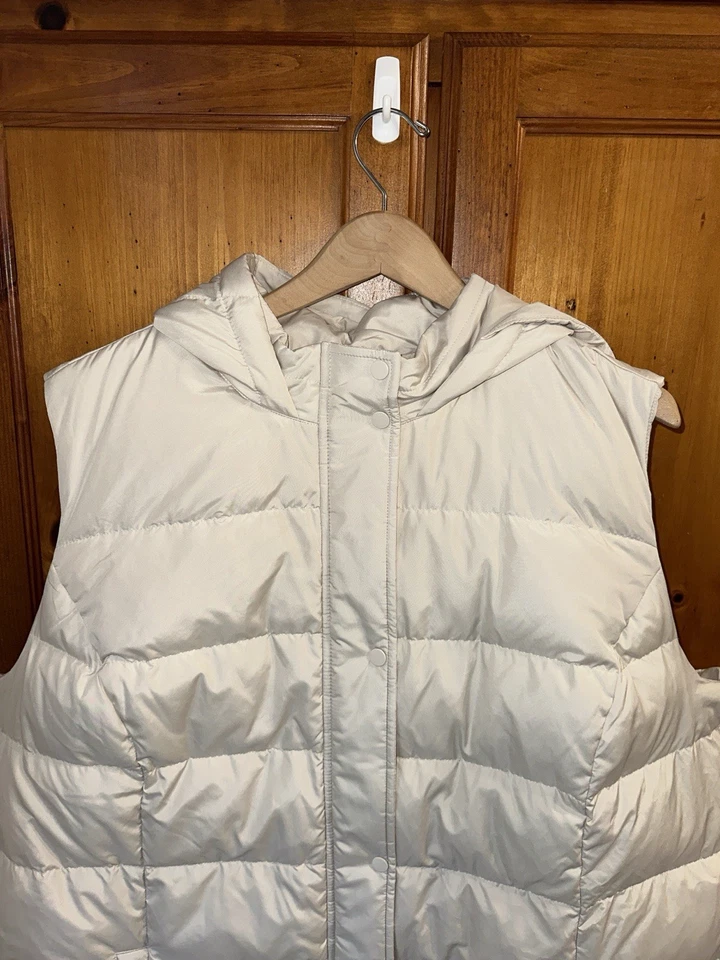 J. Jill Women’s 4X Puffer Parka Vest Goose Down Quilted Coat Snap Zip Hooded NEW - Image 2 of 4