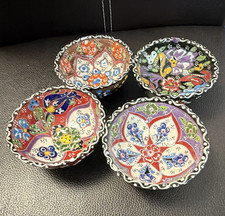 4er Set Keramik-Schüsseln handbemalt, rund, ...