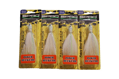 (4 pack) SPRO 1.5 (1 1/2) oz Power Bucktail - White Glow Zebra