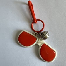 Vintage 1980s Plastic Bell Charm Pink White  PLAYBOY SUNGLASSES Charm Necklace