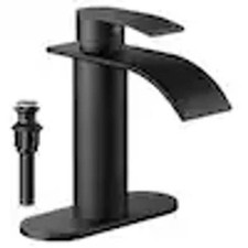FORIOUS, Waterfall Bathroom Faucet, HH0305B, Single Handle, Black
