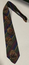 Vintage Polo Ralph Lauren Hunting Dogs Portraits 100 Silk Tie - Handmade In USA