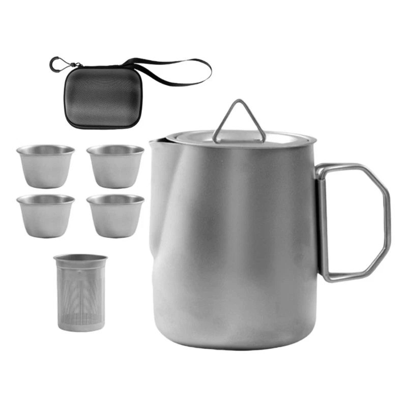 Durability Camping Teas Cups Stainless Steel Teas Pot for Picnics Hiking