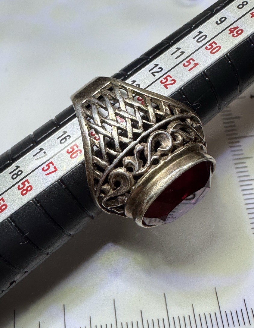 Vintage Original Soviet Solid Silver 875 Ring Rub… - image 10