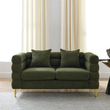 60" Oversized 2 Seater Sectional Sofa Comfort Soft Deep Seating Sofa w/2 Pillows