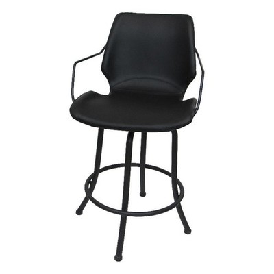 Swivel Counter Metal Bar Stool 26'' - Asheville - Black Vinyl - Black Frame