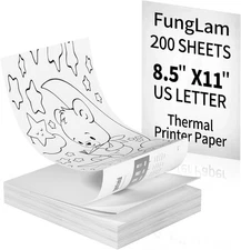 Thermal Printer Paper 8.5” x 11”, US Letter Thermal Papers, Continuous Perfor...