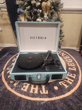 Victrola Vintage 3-Speed Bluetooth Record Player Turquoise Works Great