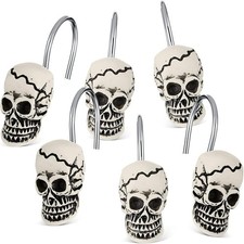 Decorative Skull Shower Curtain Hooks Bathroom Set