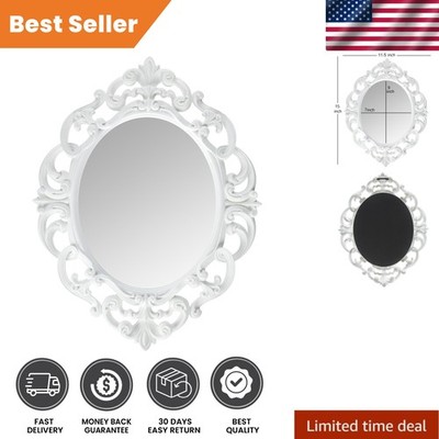 Classic White Oval Vintage Wall Mirror - Perfect for Bathroom or Bedroom