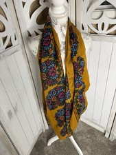 Vintage Colorful Floral Yellow 70s Gold Scarf 70in X 28in Boho