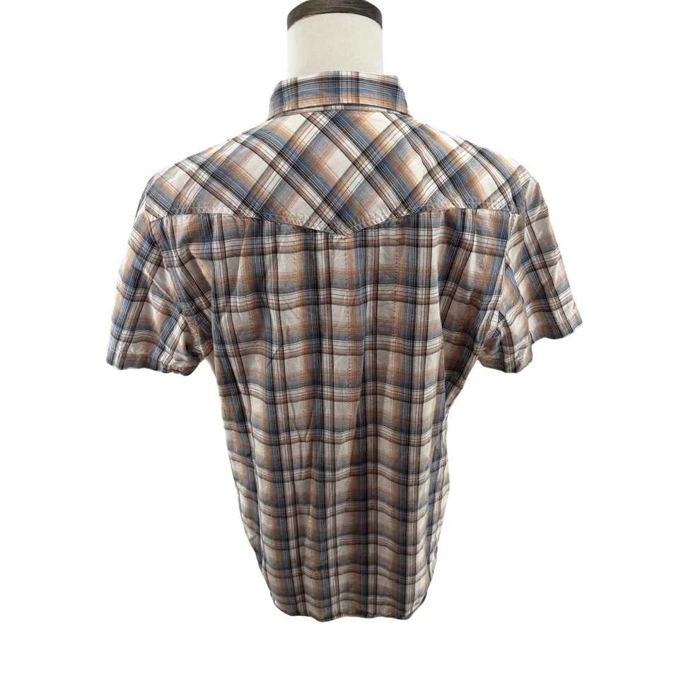 Camisa Bullhead Western a Cuadros Perla A Presión Para Hombre Manga Corta Talla Grande Foto 3 de 4